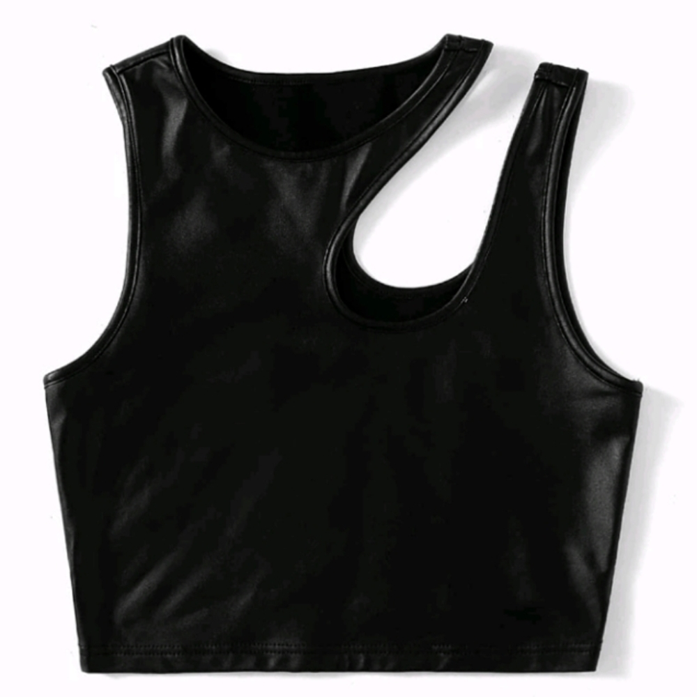 Sexy Asymmetrical Neck Crop Tank